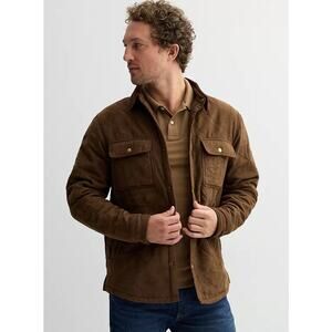 NWT Sonoma Goods for Life Men's Brown Faux Suede Quilted Shirt Jacket M